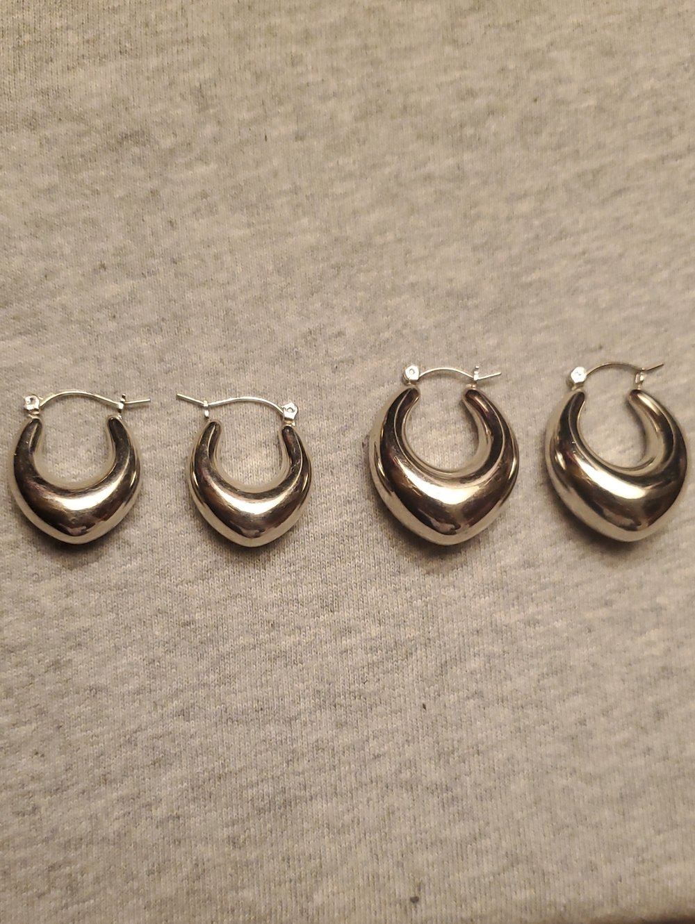 Set of 2 Pairs Silver Tone Chunky Hoop Earrings – Trendy & Bold